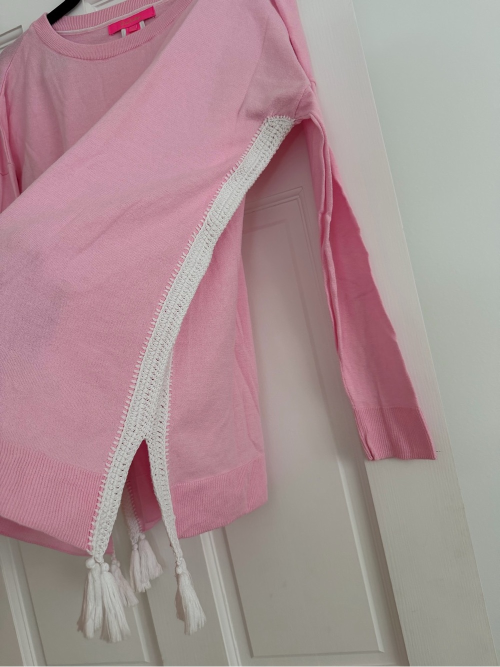 Lilly Pulitzer Light Pink Long-Sleeve Tassel Sweater - Picture 3 of 3